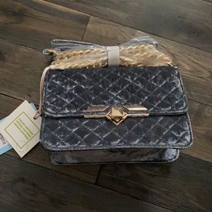 Adorable Grey Velvet Bag w/Gold Detail